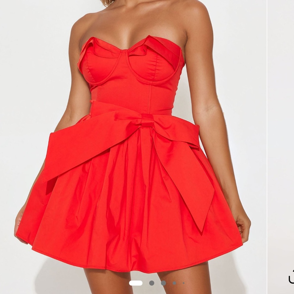 Cupids Bow Poplin Mini Dress - Tomato Red